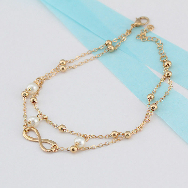 Women Double Ankle Bracelet 925 Silver Anklet Foot Jewelry Girl’s Beach Chain US