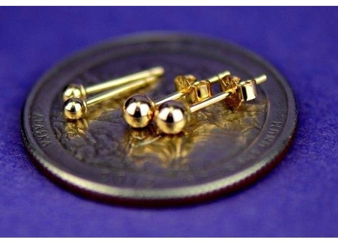 14K Yellow Gold Ball 2mm To 12mm Push Back Earrings