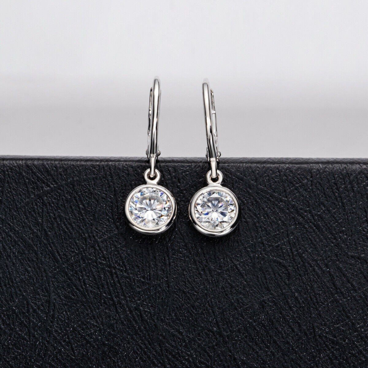 Stunning Drop Clip On Earring Round Cut Simulated Diamond 14K White Gold Plated