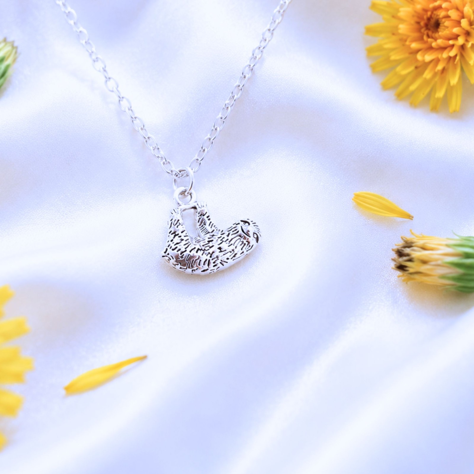 Sloth Charm Necklace Silver Plated Animal Pendant Wildlife Gift zoo Birthday