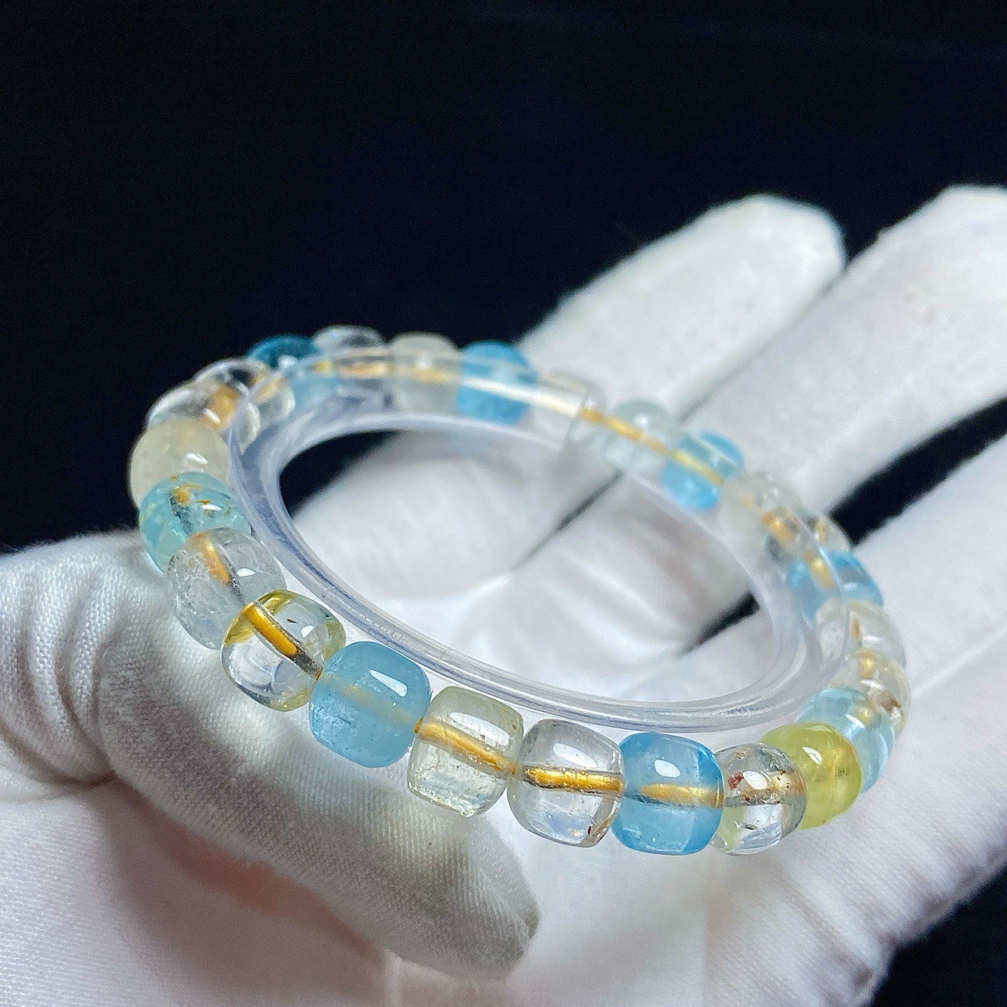 8.6mm Natural Color Topaz Gemstone Crystal Beads Bracelet AAAA