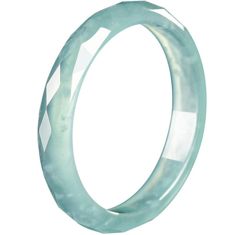 5A Grade Water Jade Faceted Couple Band Jewelry Gift With Authentic Certificate