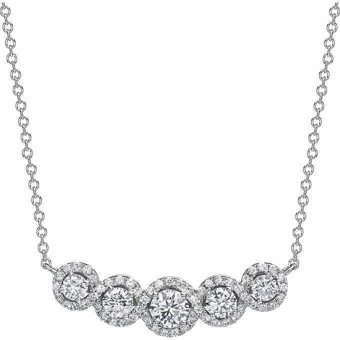 Beautiful Necklace 1.30Ct Round Cut Simulated Diamond In 14K White Gold Plated