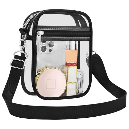 Clear Purse Stadium Transparent Messenger Bag Stadium Approved for Small Black