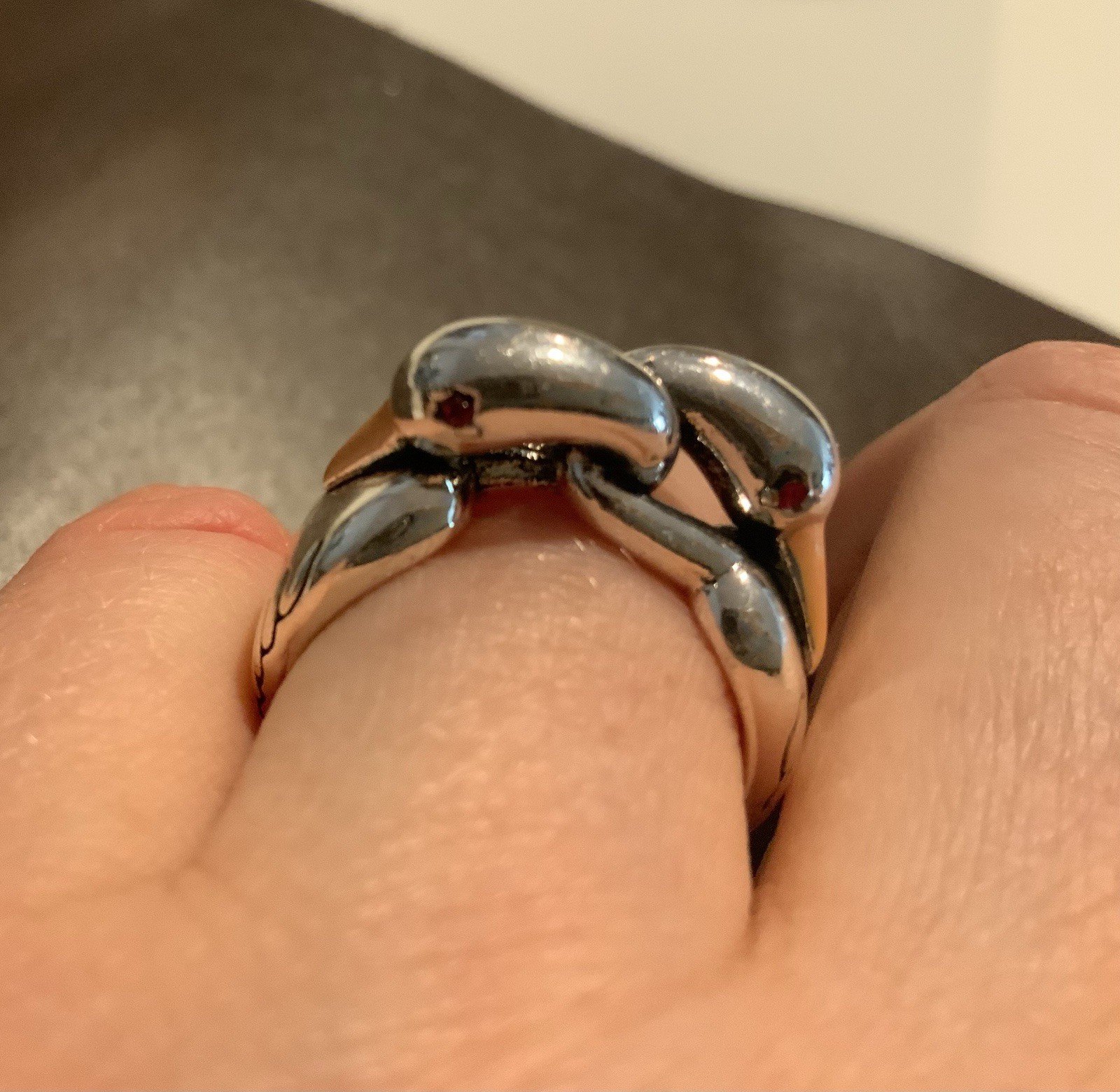 Silver Swan Ring Bird Love Boho VTG CZ Sz 8 Artisanal Museum Art Animal Retro