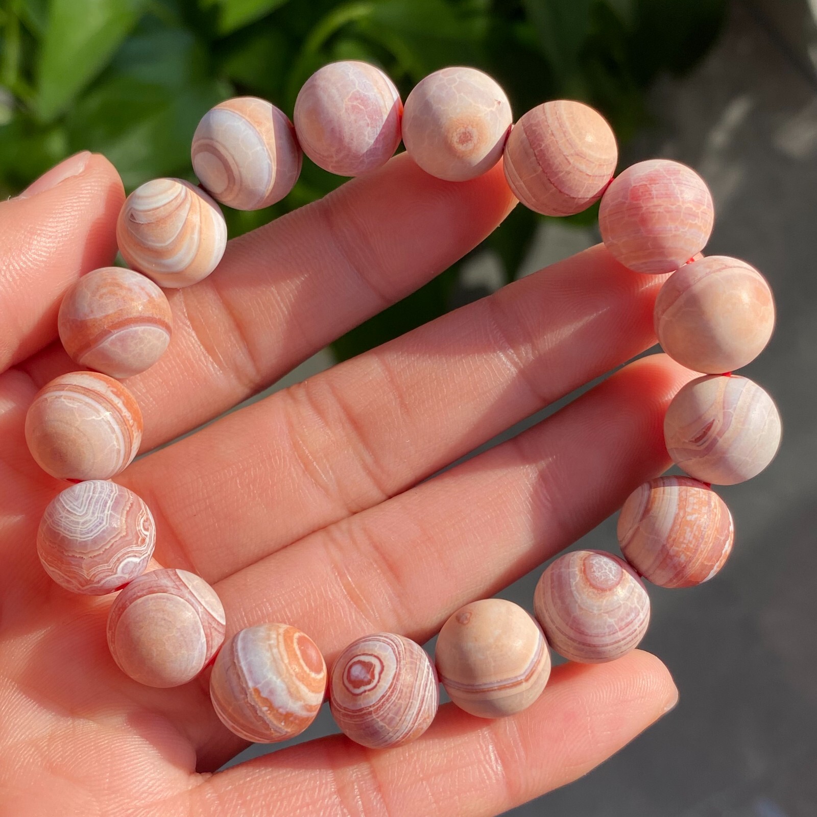 12mm Natural Red Gobi Agate Eyes Madagascar stone Bracelet (not polished) C1526