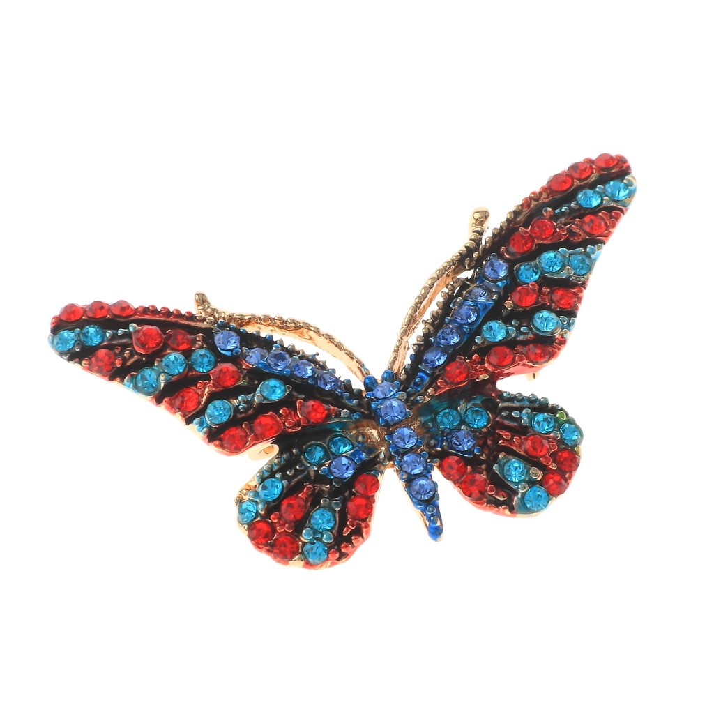 Gold Tone Alloy Metal Crystal Butterfly Brooch With Rhinestone P1173-GBR