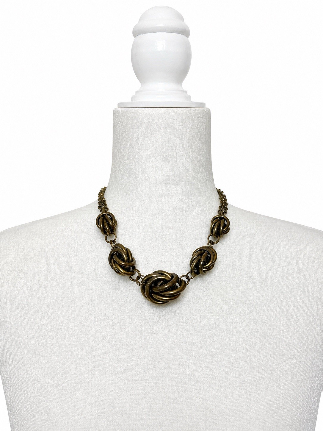 Bronze Tone Vintage? Infinity Unique Statement Necklace 18-20.5 Inches