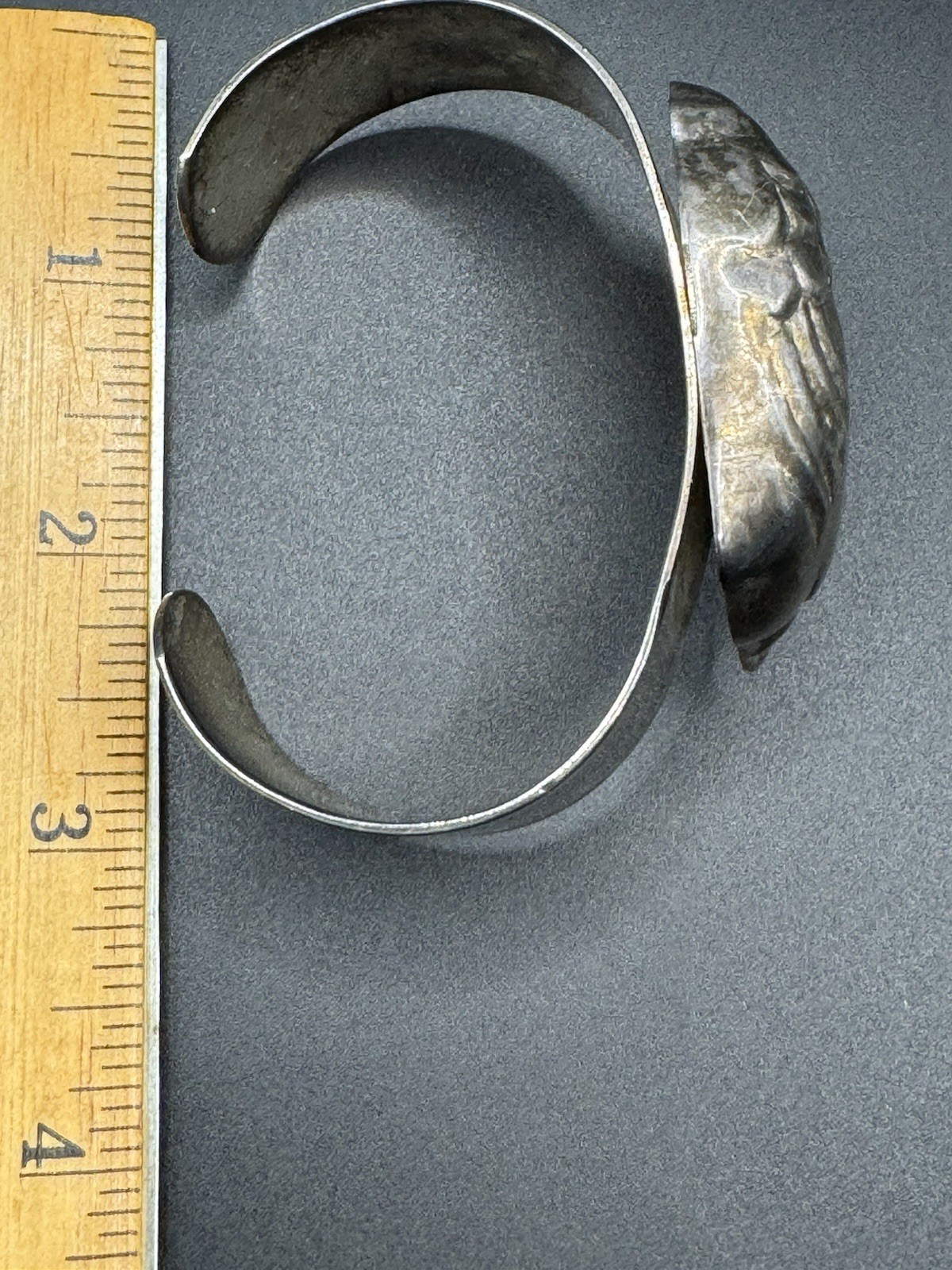 Sterling Plated Wide Cuff Duck Puff Bracelet Statement