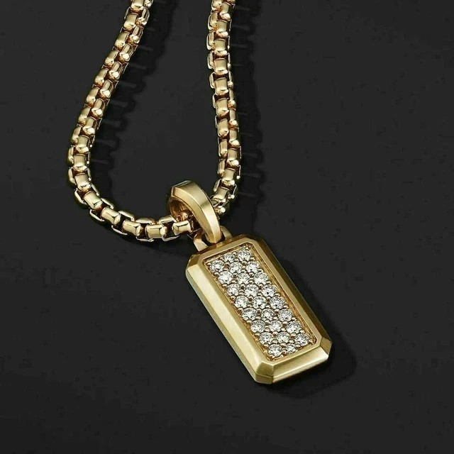 2Ct Round Cut Simulated Diamond Unisex Stunning Pendant 14K Yellow Gold Plated