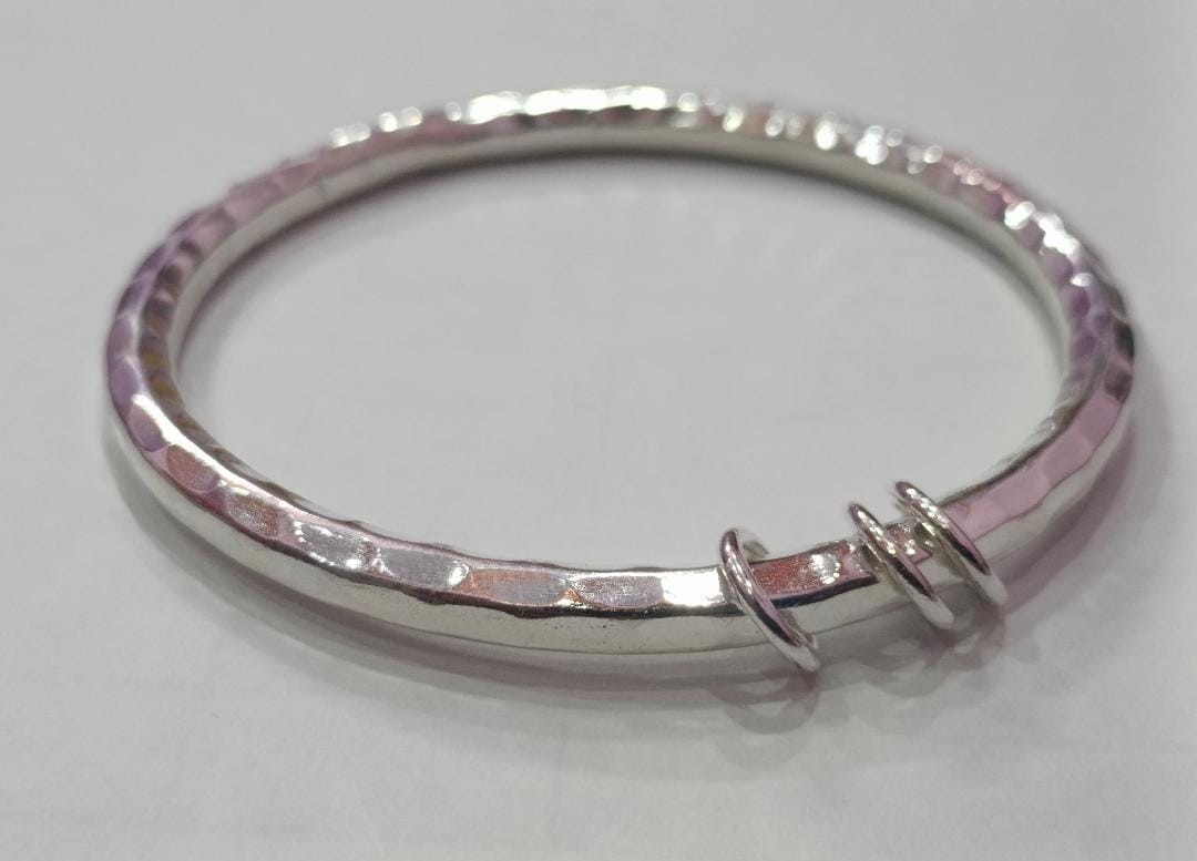 Hammered Wide Bangle For Women 925 Solid Thick Heavy Sterling Silver Bangle
