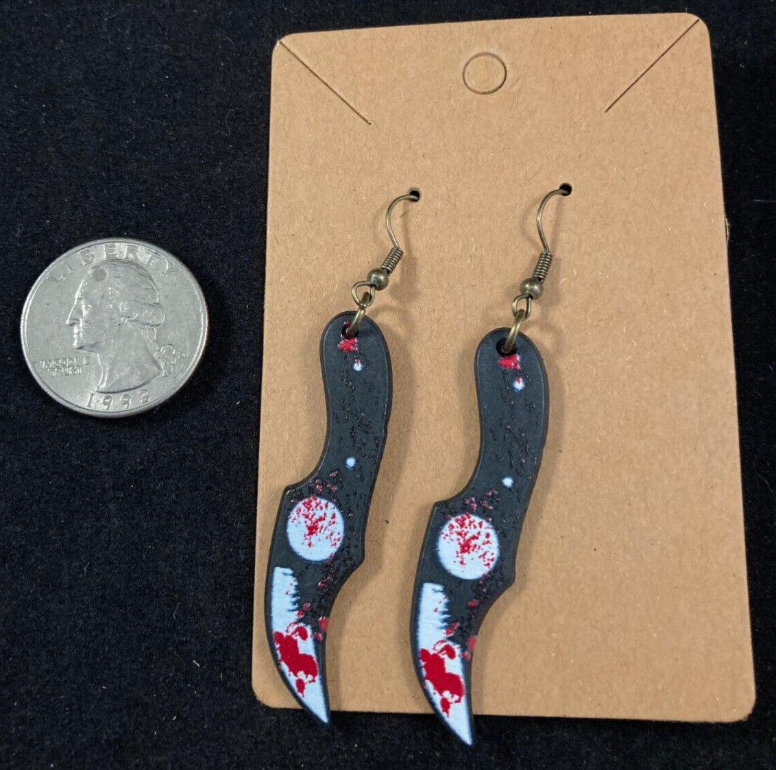 Bloody Switch Knife Earrings – Dangle – Serial Killer – Halloween – Handmade