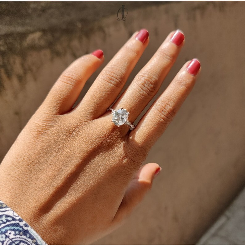 Gold Moissanite Engagement Ring Handmade Ring For Her Womens Ring Bridal Ring