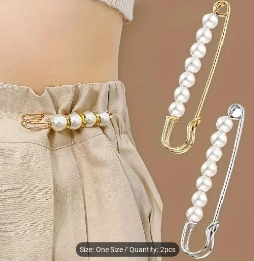 Decorative Safety Pins With Faux Pearls 2.76 in