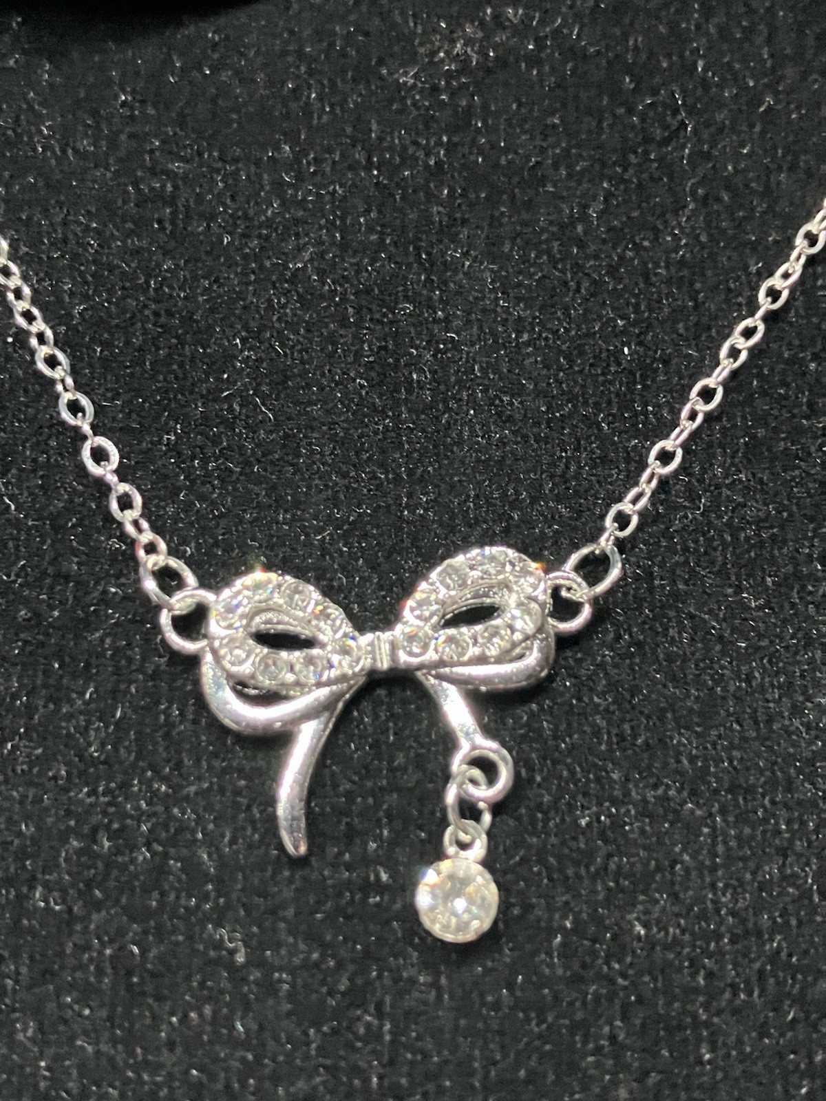 Womens stainless steel cz double bow necklace with infinity cz anklet/bracelet