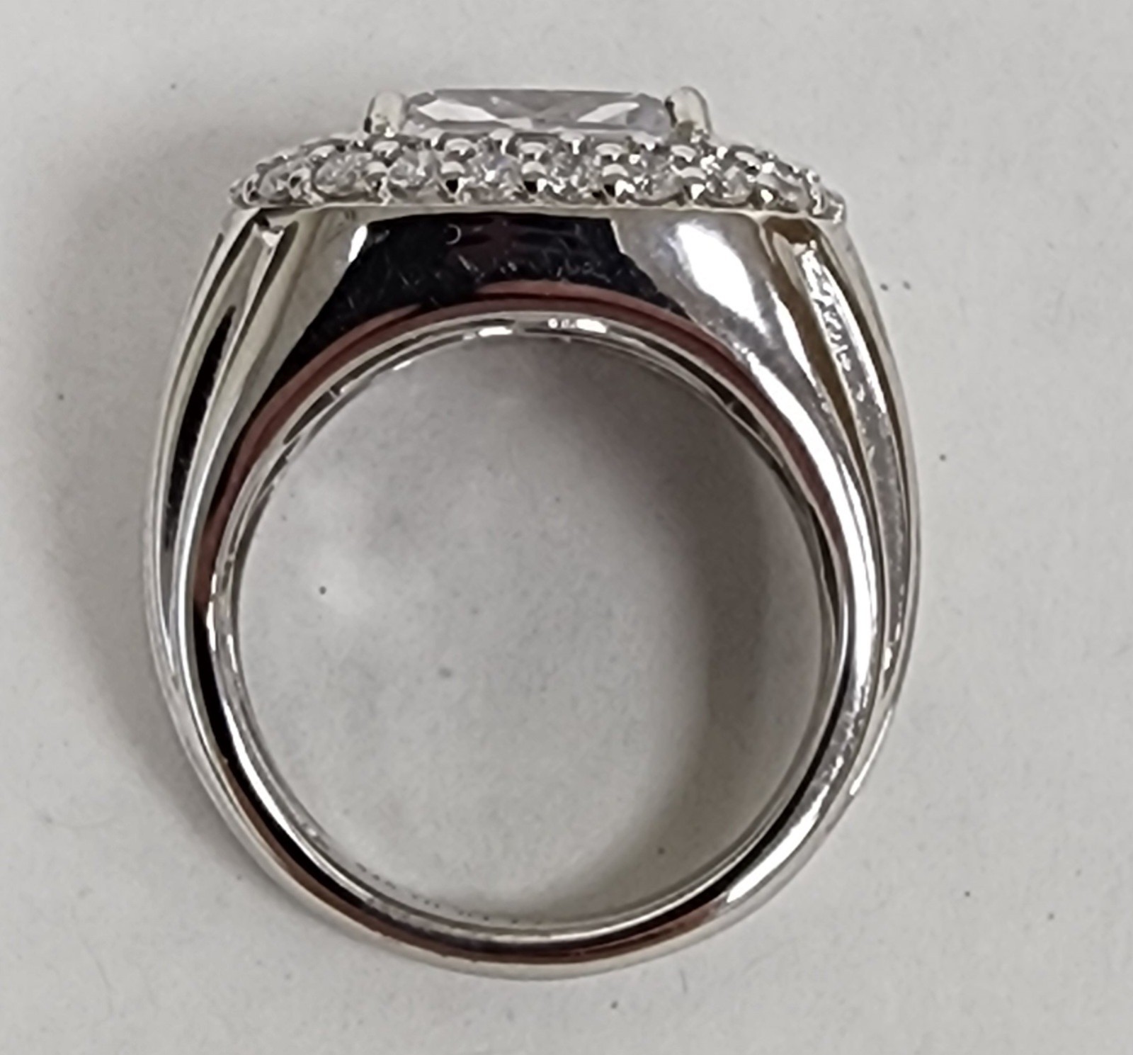 Diamonique x Jennifer Miller Sterling Silver Double Halo Cushion-Cut CZ Ring Sz5