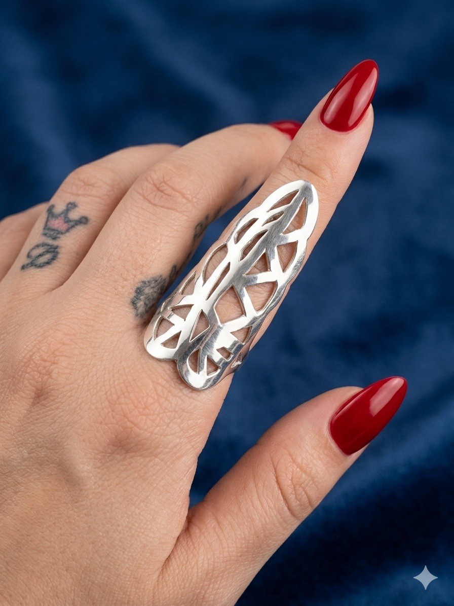 Anillo Mónica Robles En Plata ley .925 mexicana, Ajustable, Anillo Artesanal