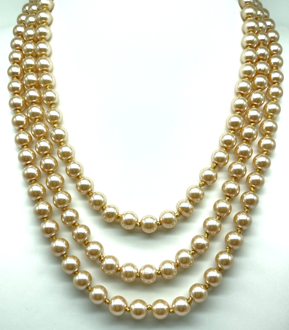 Necklace 36 Inch Luxurious Champagne Pearls, Retro Style Length For Varied Looks