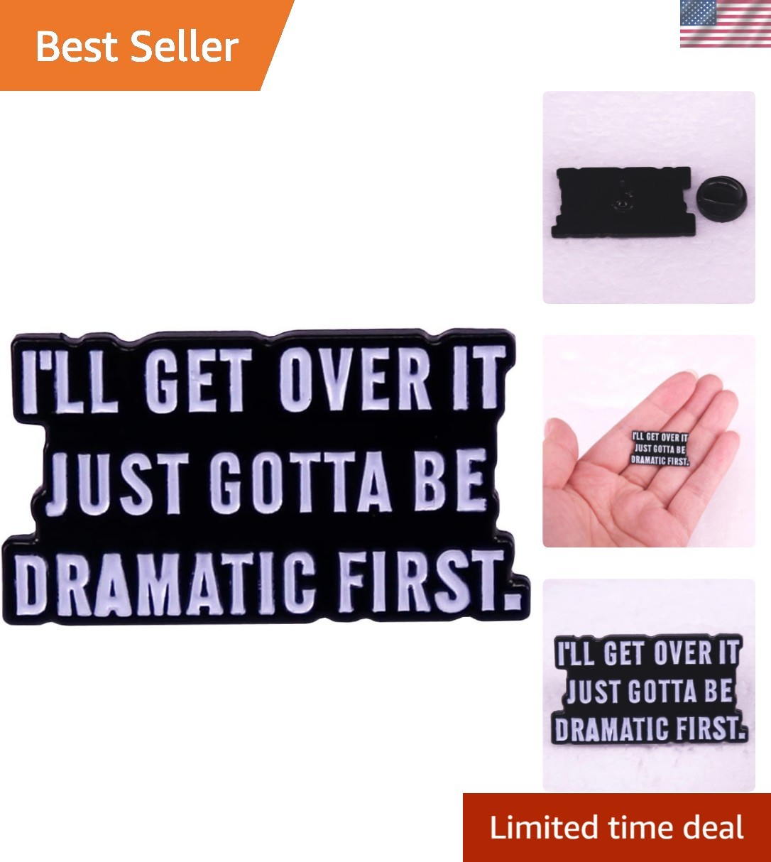 Dramatic Quote Enamel Brooch – Stylish Zinc Alloy Pin for Personal Expression