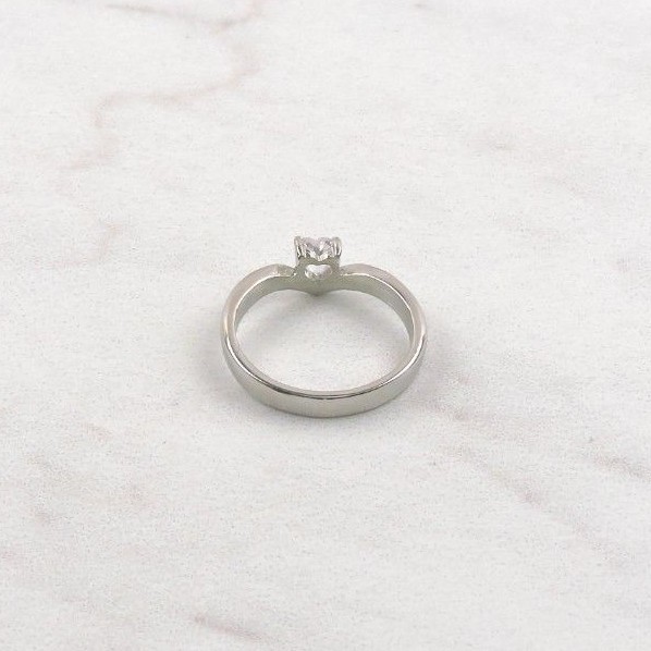 Stainless Steel .50 ct Heart Cut Cubic Zirconia Solitaire Ring