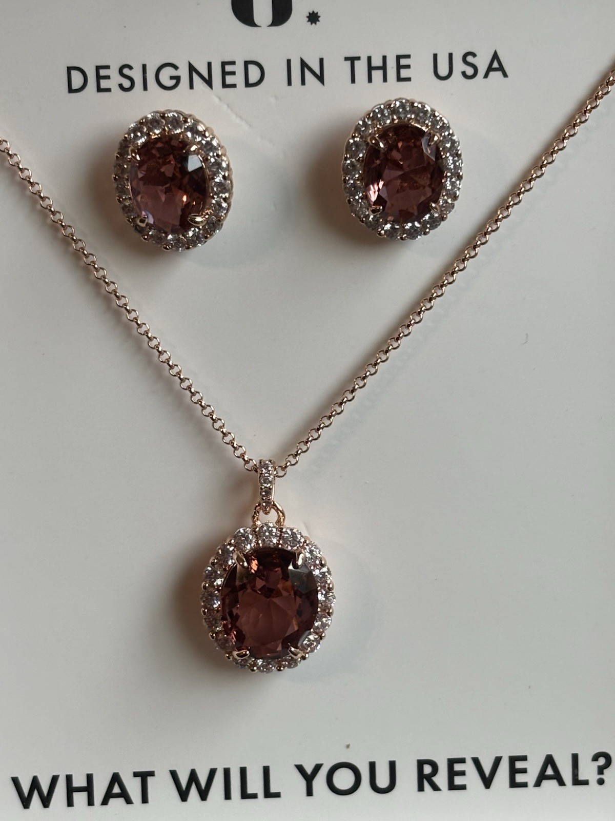 BP “The 2424 Set” The Gem Society Lab-Created Light Rubellite RG Plated Set