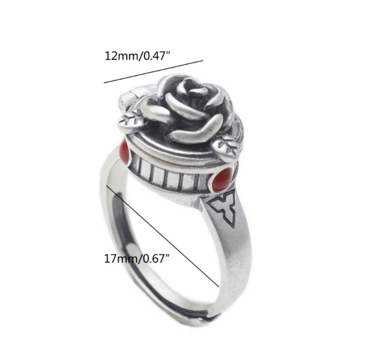 Retro Vintage Gothic Trendy Openable with Box Styles Rose Poison Adjustable Ring