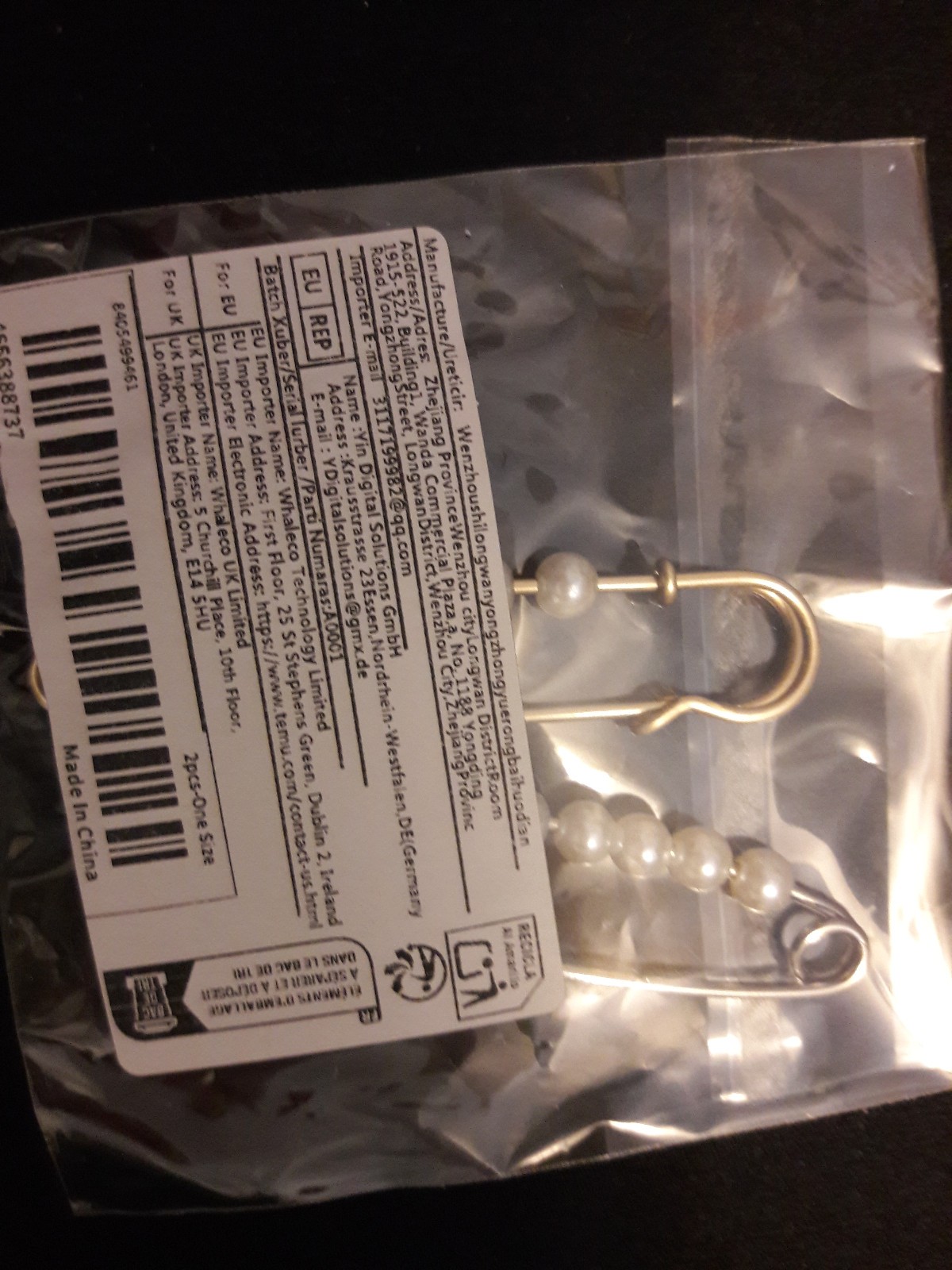 Decorative Safety Pins With Faux Pearls 2.76 in