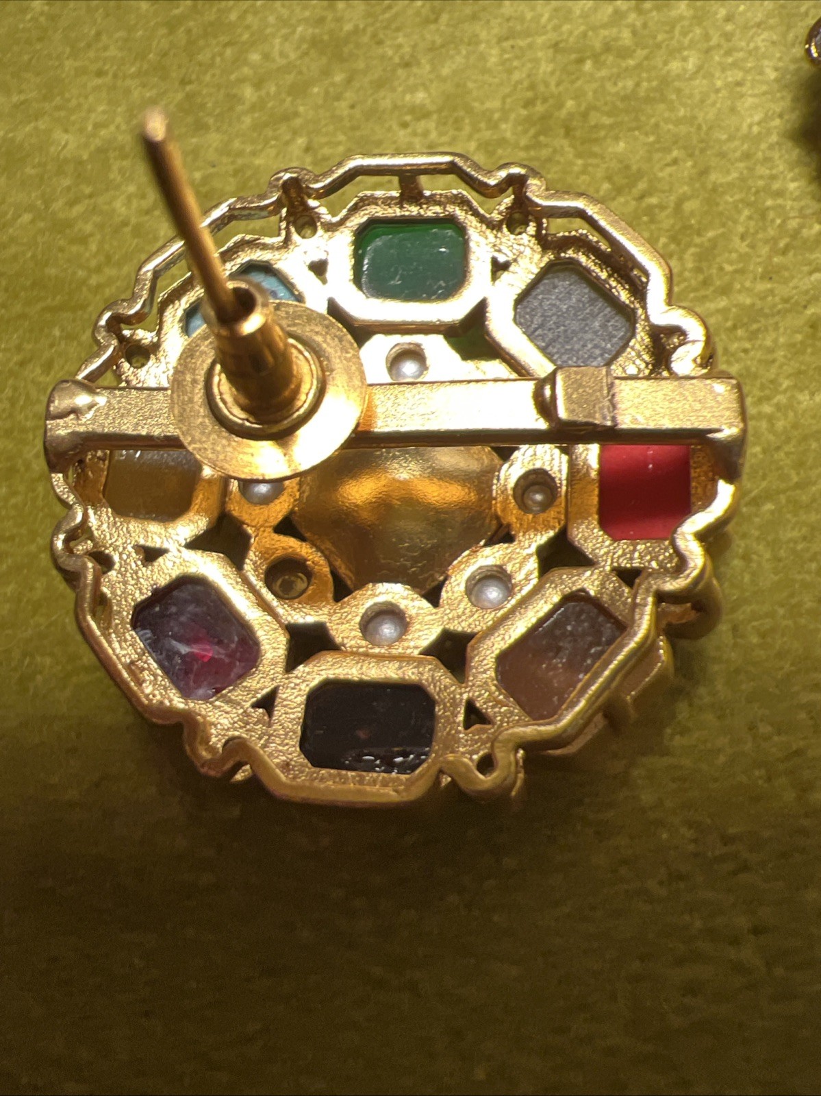 Multicolor Navratan Earrings with 22K Gold Plate Pierced
