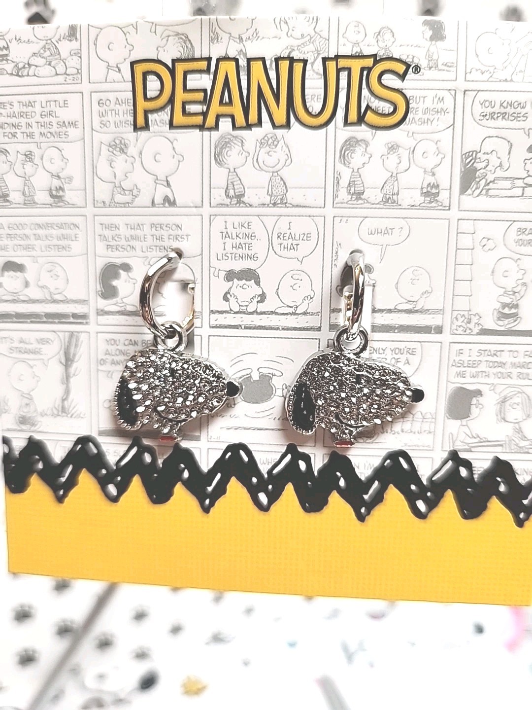 Peanuts Snoopy Bling Rhinestone dangle earrings By Jacmel 2025
