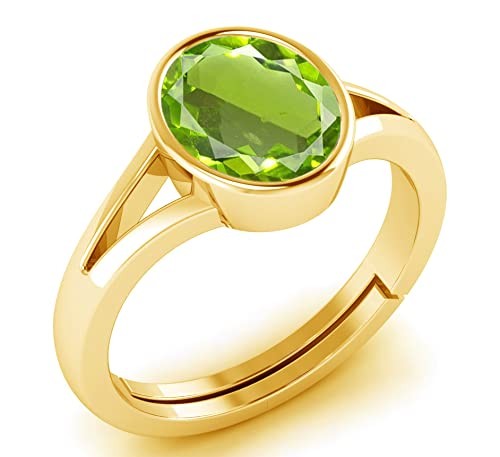 5.25 Ratti Certified Natural Peridot Gemstone 22k gold plated Panchdhatu Adju…
