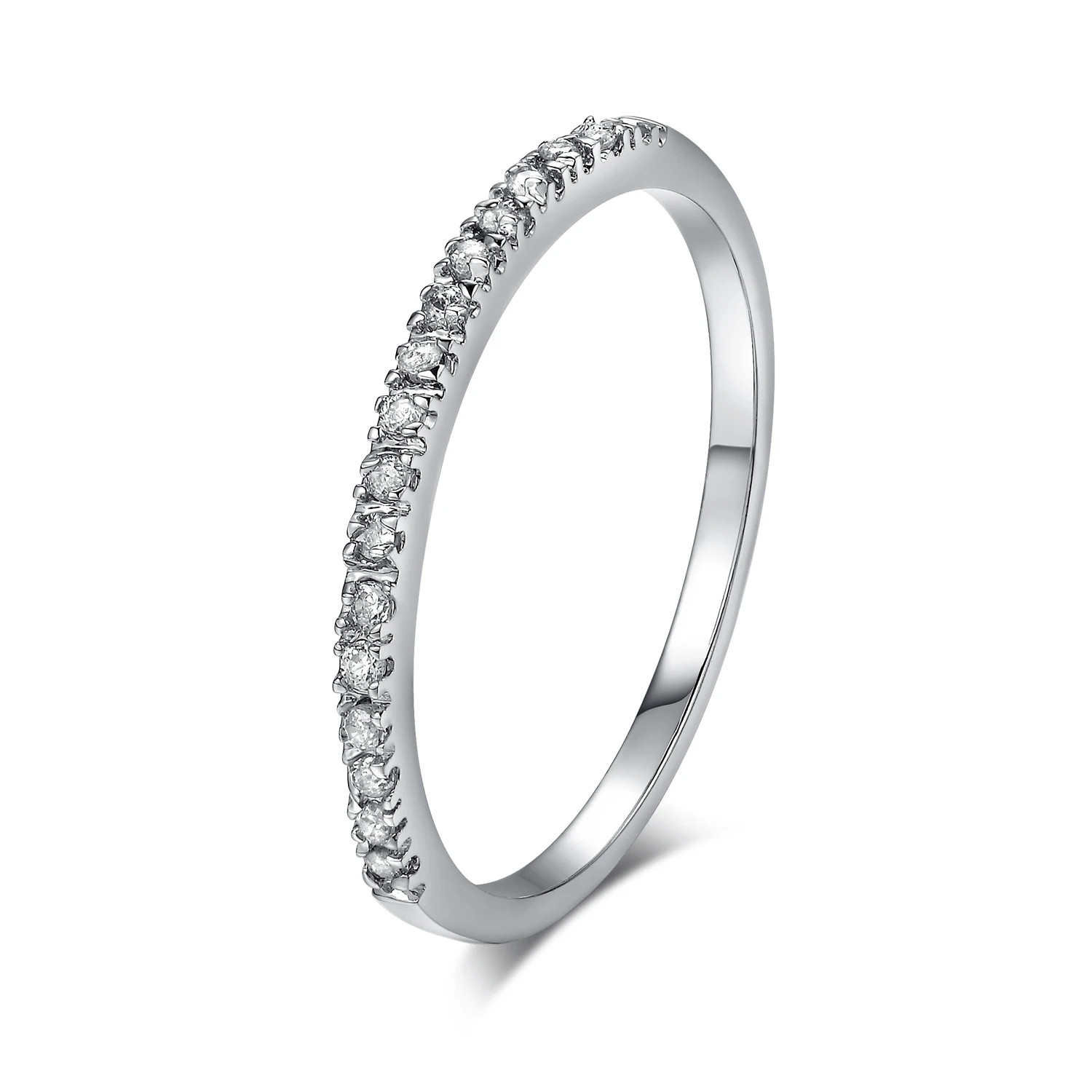 Micro Pave Ring Simulated Zirconia Tension Setting Band Stackable Jewelry