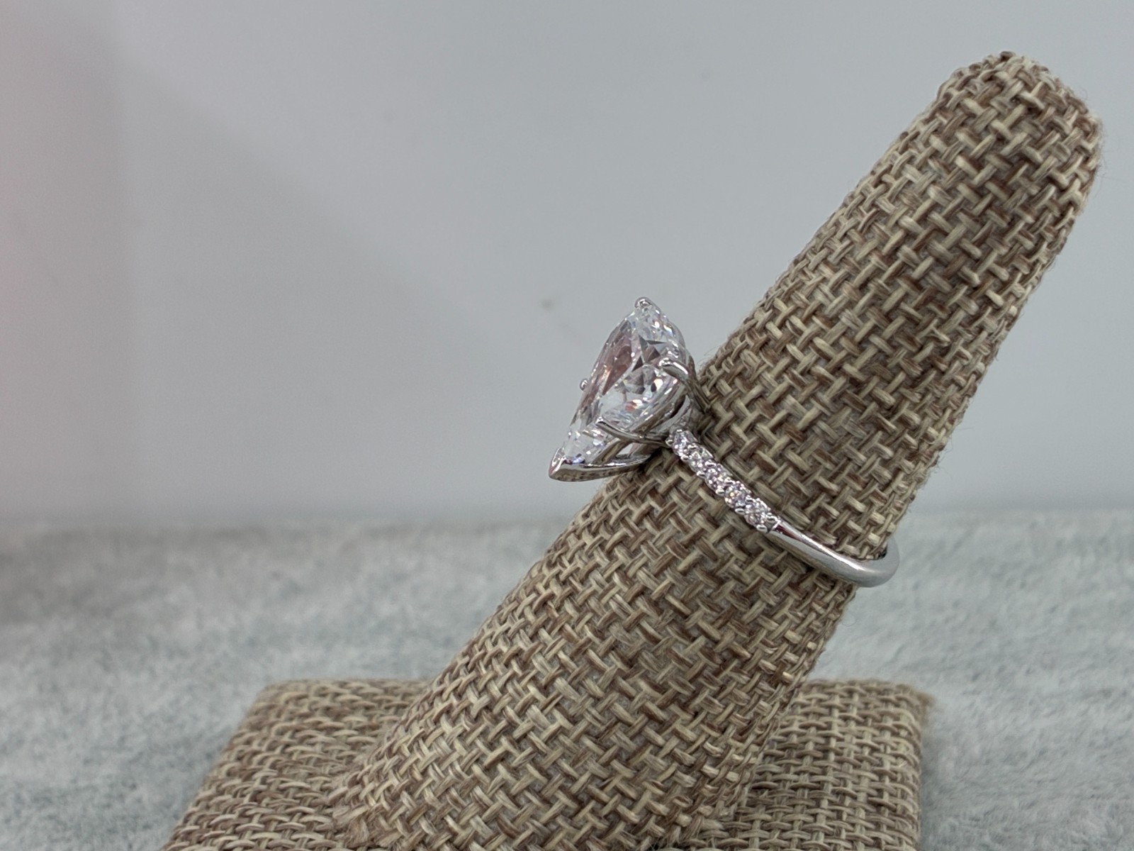 Diamonique Jennifer Miller Heart Ring Pave Stones Sterling Silver Ring Sz 7