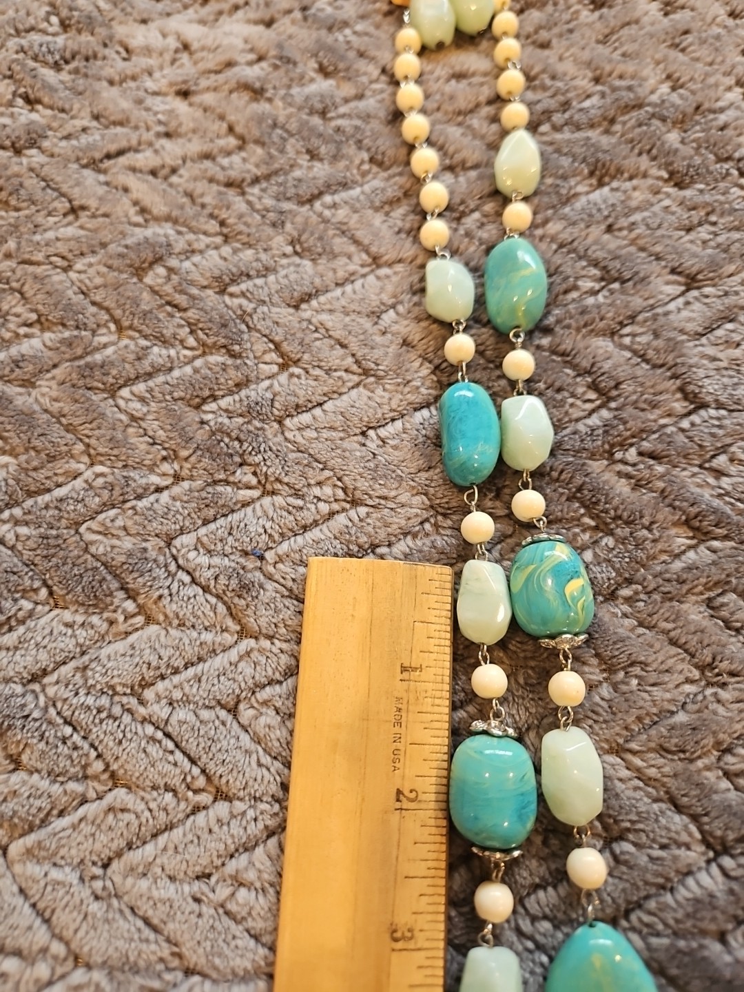 Andante Lead Free Necklace & Earrings Set NEW Turquoise & White / Silvertone