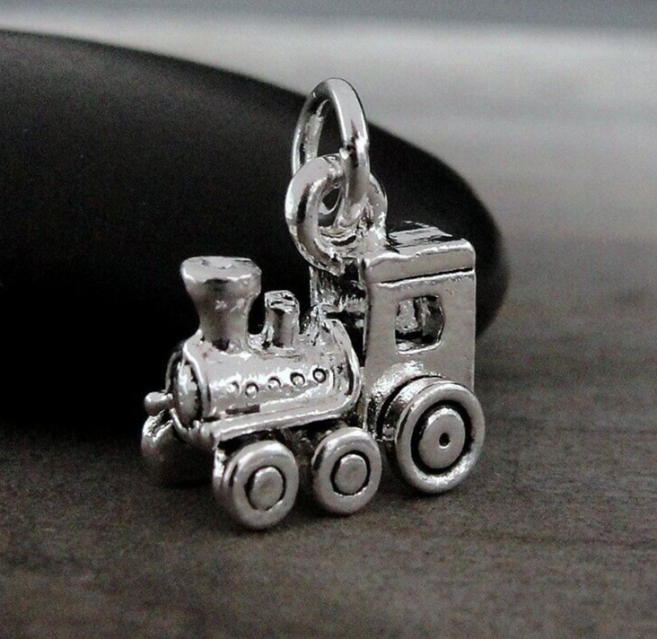 Silver Train Charm – Locomotive Charm – Railroad Charm – Train Jewelry