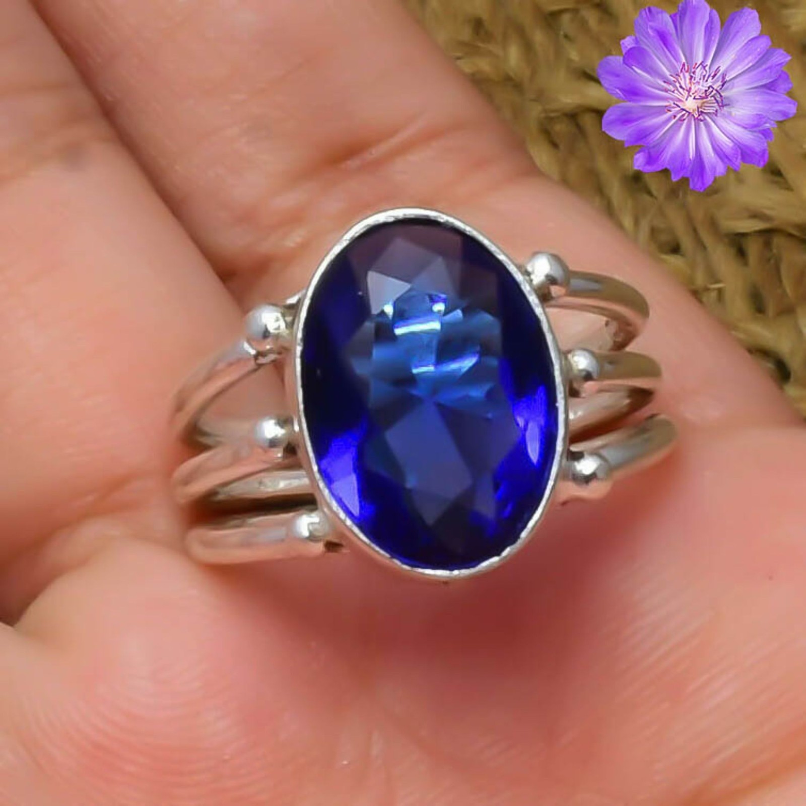 Sapphire Gemstone 925 Sterling Silver Ring Handmade Jewelry Gift For Valentine