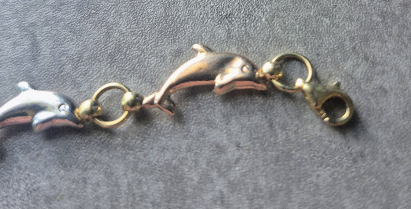 Vintage 10K Tri-Color Gold Dolphin Link Bracelet 7″ 4.10g Multi-Tone 417