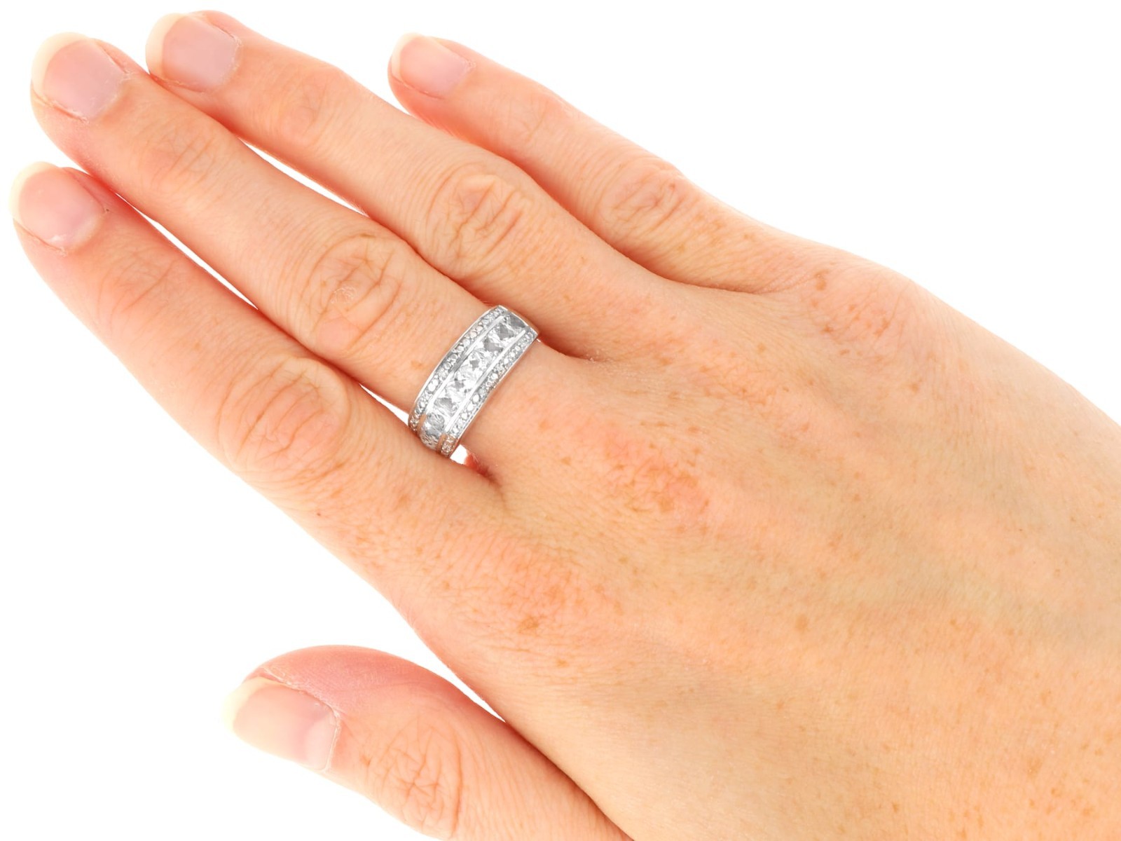 Contemporary, Diamond and 1.62 Ct Topaz 9k White Gold Ring – Size 6.5
