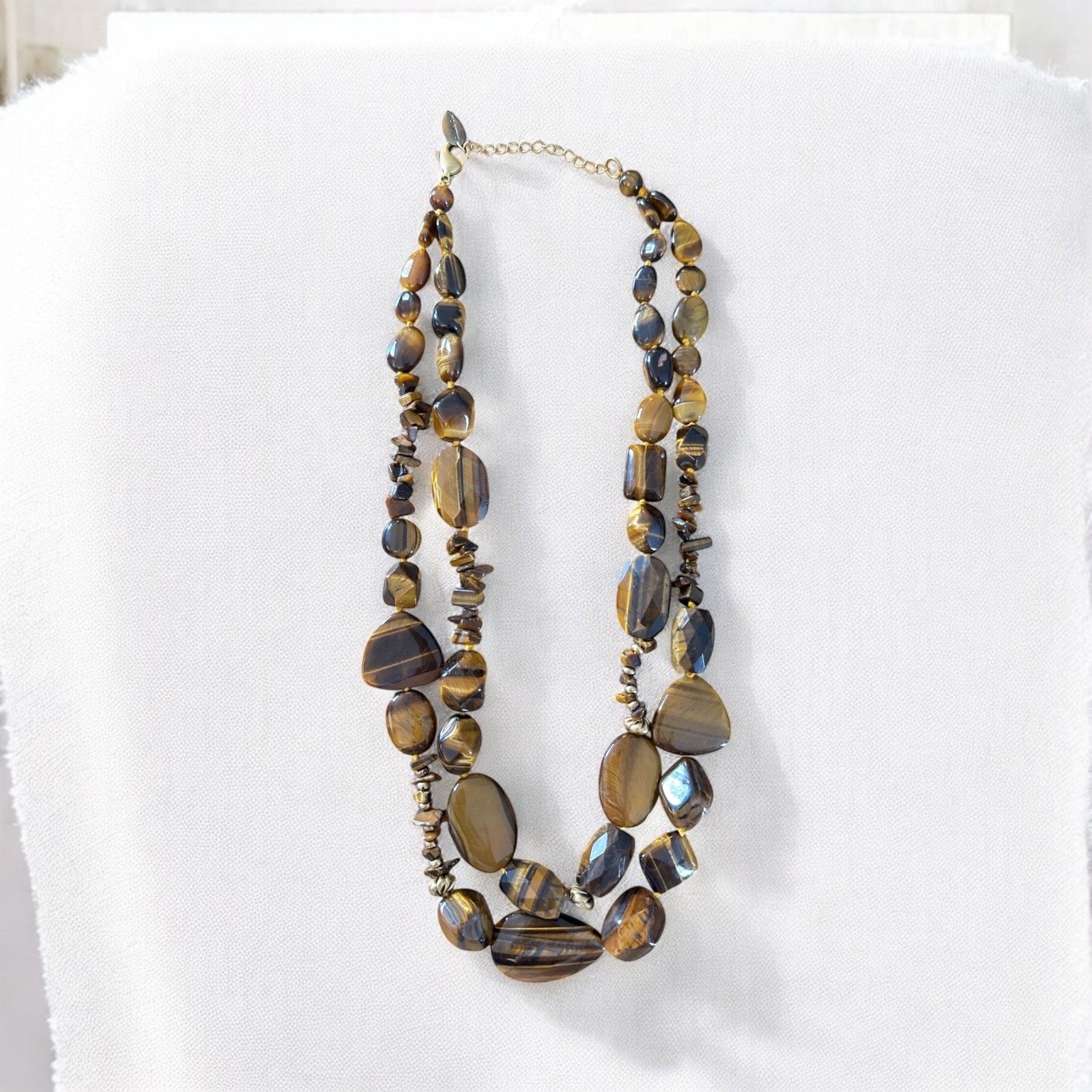 Beautiful Coldwater Creek Double Strand Tigers Eye Nugget Statement Necklace