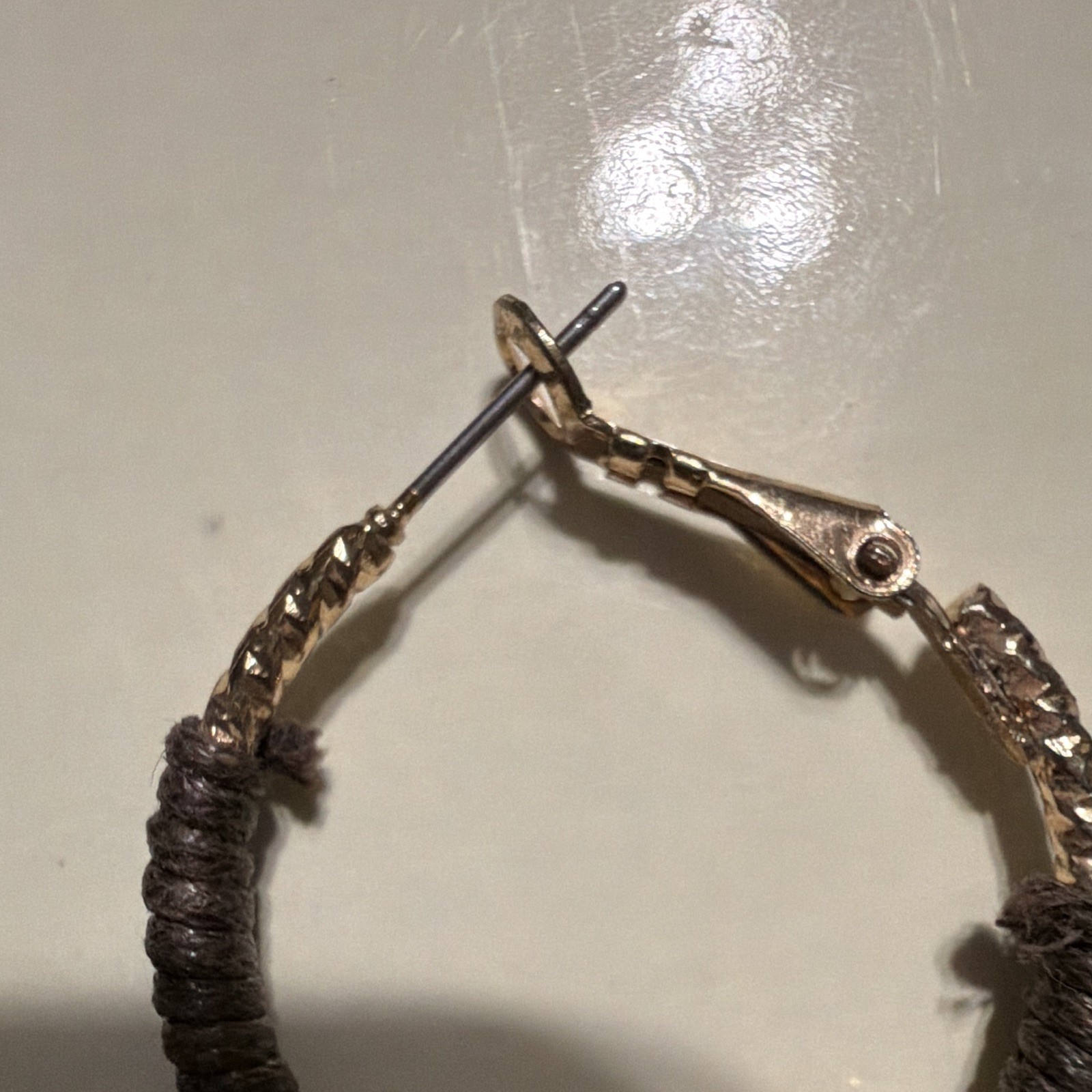 Silver Tone Black Wrapped Hoop Dangle Earrings, Leverback Closure, No Stone