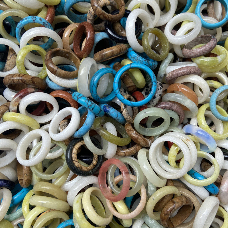 20pcs Wholesale Ring Jewelry Natural Agate Gemstone Mix Colorful Rings Lots