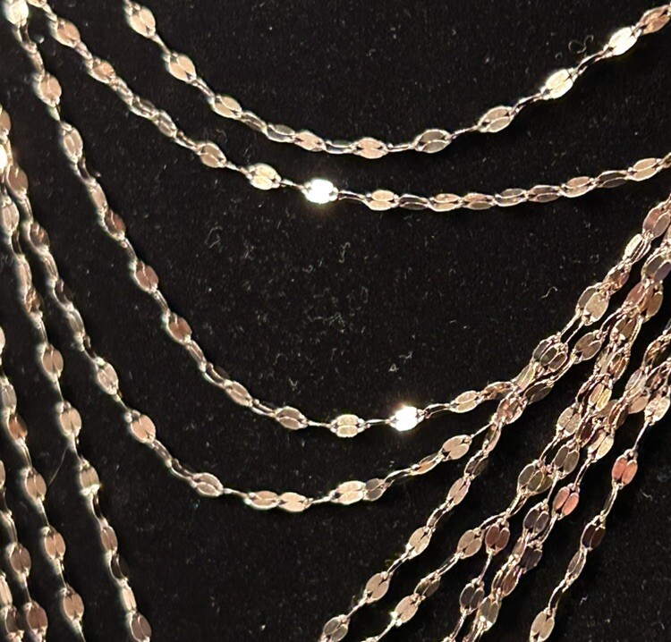 10 Strand Delicate Mariner Link Necklace In Rose/Gold-tone Finish