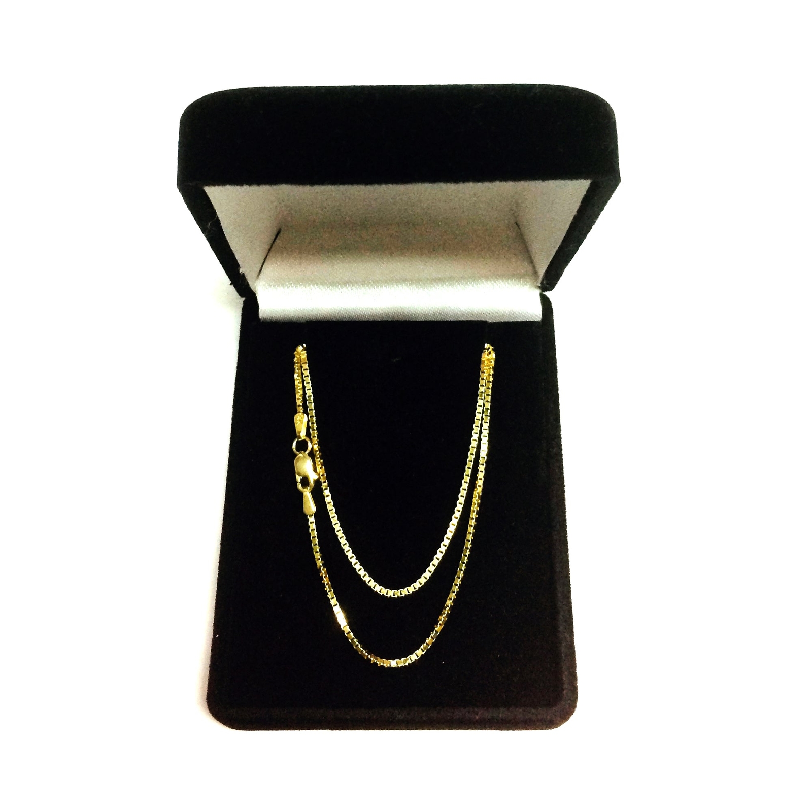 14k Yellow Real Solid Gold Mirror Box Chain Necklace, 1.2mm, 18″