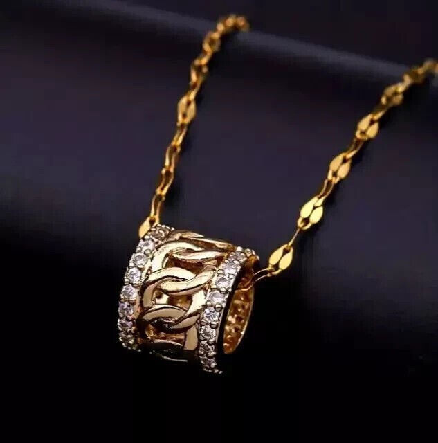 2Ct Round Cut Simulated Diamond Cylinder Shape Pendant In 14K Yellow Gold Plated