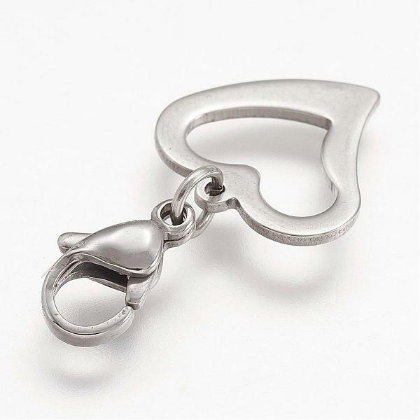 Charm Clip-on SS Open Heart Bracelet Necklace Zipper Keychain Stitch Markers