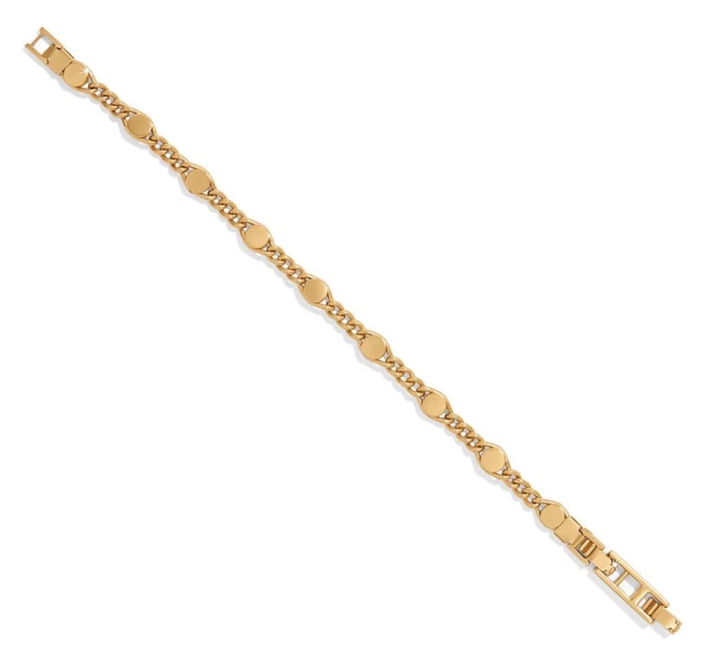 Brighton Gold Crystals Trust Life Stack Fold Over Chain Bracelet Jewelry New