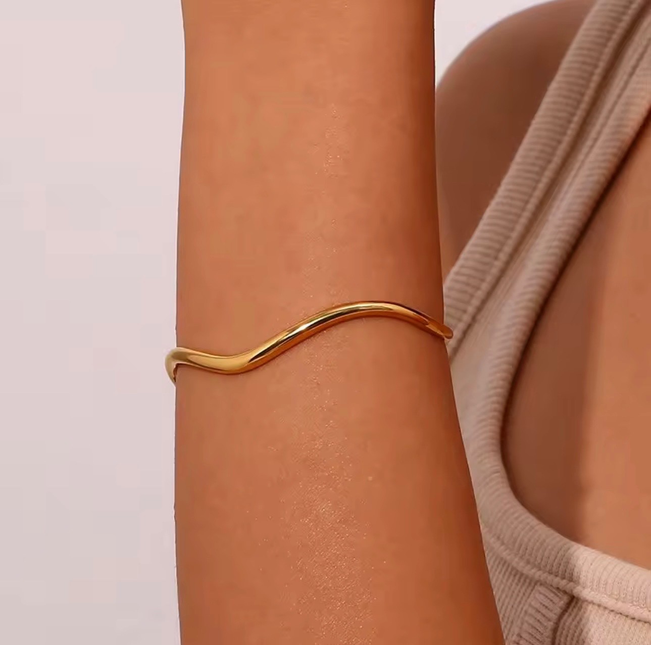 ZARD Wave Open Cuff Bracelet in Gold Vermeil