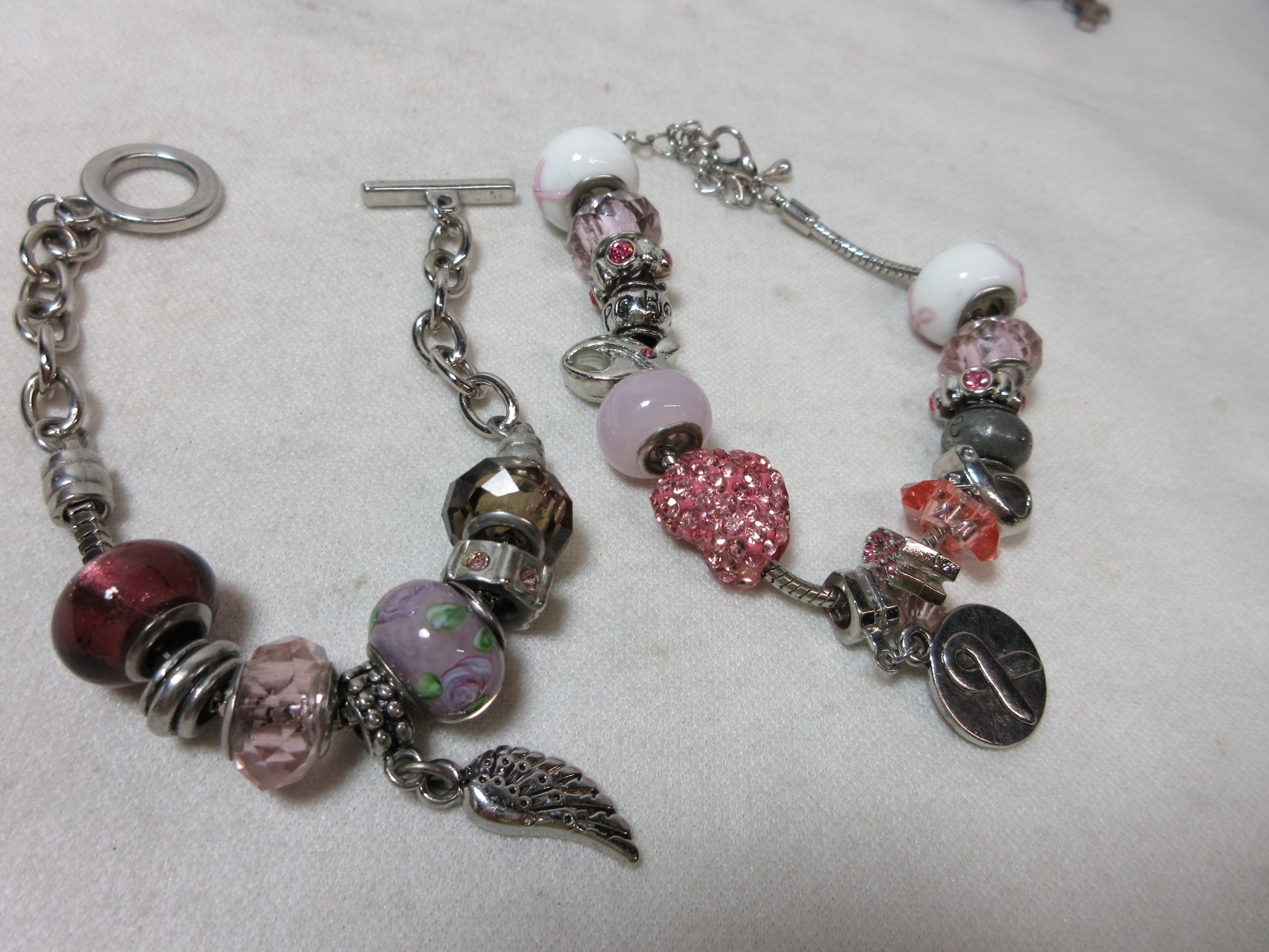 LOT OF SLIDE CHARM BRACELETS ASSORTED LOT MULTI COLOR ART GLASS #7