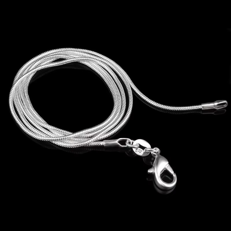 925 Sterling Silver Snake Chain Necklace Shiny Stamp Brand New Non-Tarnish