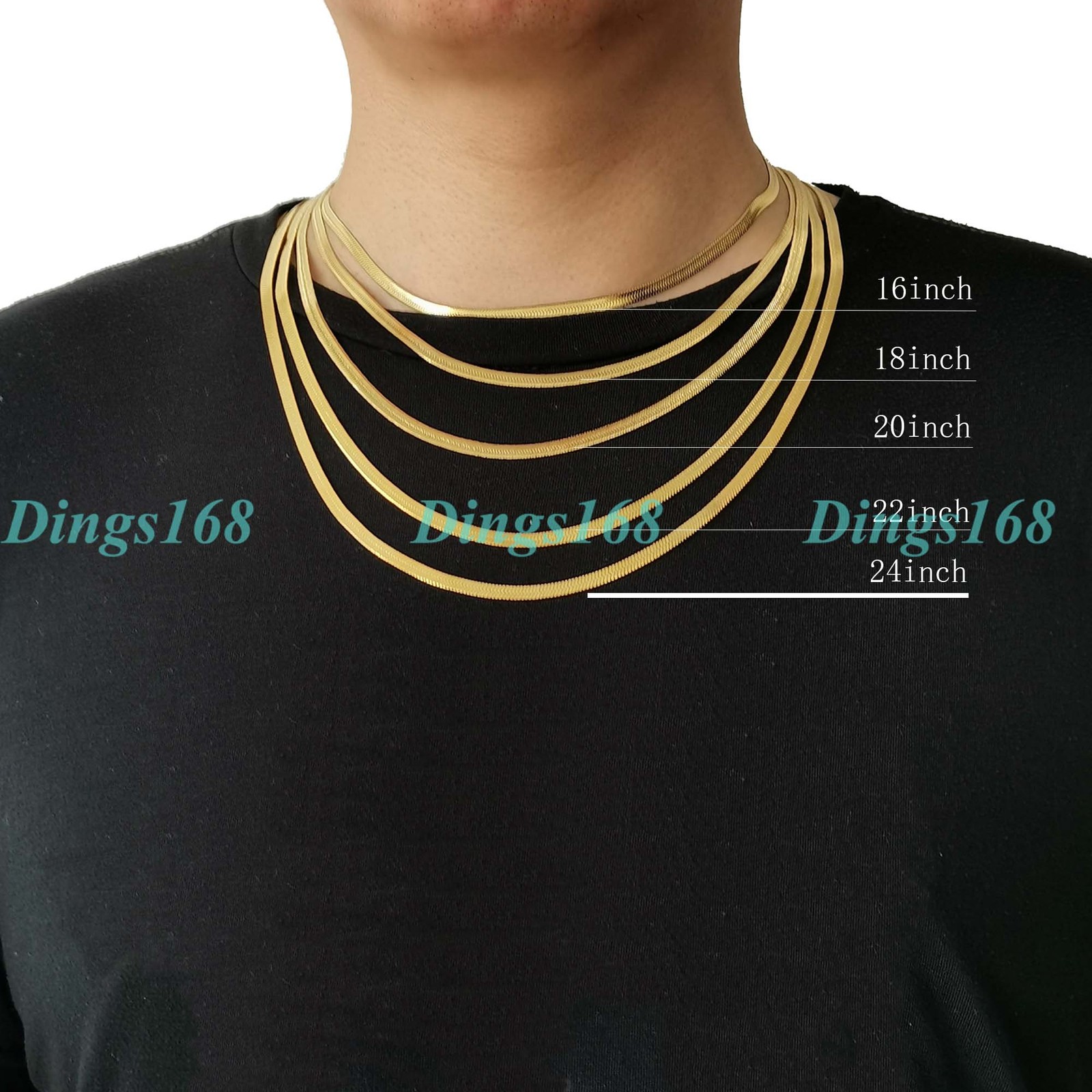 Genuine 18K Yellow Gold Filled Tarnish-Resist 16″ 5 mm Flat Snake Chain Necklace