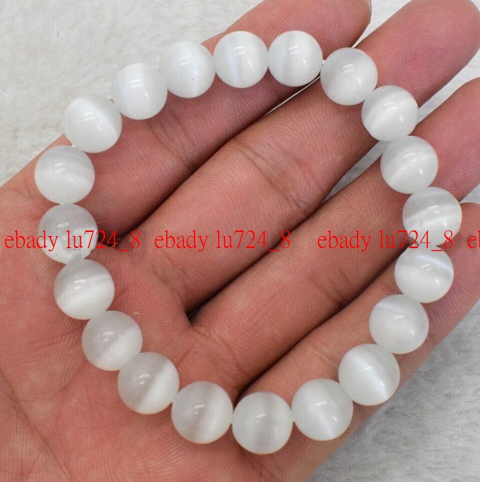 6/8/10/12mm Genuine Multicolor Opal Cat’s Eye Round Beads Stretch Bracelet 7.5″